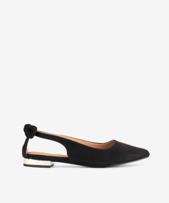 SAPATO RASO SLING BACK ESTAMPADO LEOPARDO COM LAÇO EM FORMA PONTIAGUDA